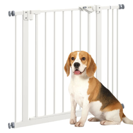 PawHut Adjustable Safety Gate W/ One Extensions, Four Adjustable Screws, White