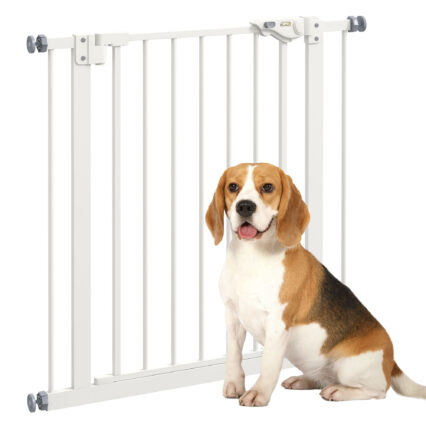 PawHut Adjustable Safety Gate W/ One Extensions, Four Adjustable Screws, White