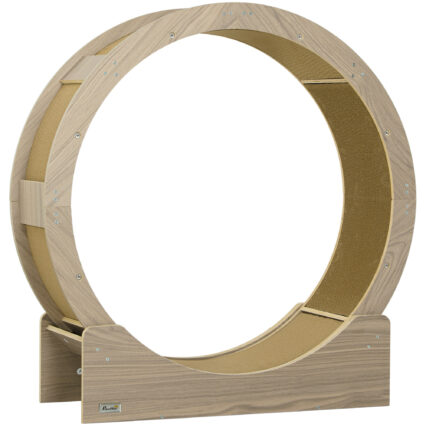 PawHut Cat Wheel With Brake, Scratching Pads - Walnut Brown