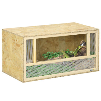 PawHut Reptile Terrarium Vivarium Habitat W/ Transparent Sliding Doors, Breathable Mesh, For Lizards, Horned Frogs, Snakes And Chameleons, 80 X 40 X 40 Cm