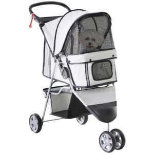 PawHut 3 Wheel Pet Stroller For Small And Miniature Dogs, Grey
