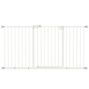 PawHut Adjustable Safety Gate W/ Three Extensions, Four Adjustable Screws, White
