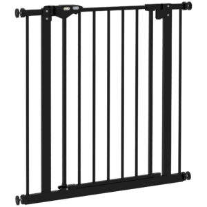 PawHut Adjustable Safety Gate W/ One Extensions, Four Adjustable Screws, Black