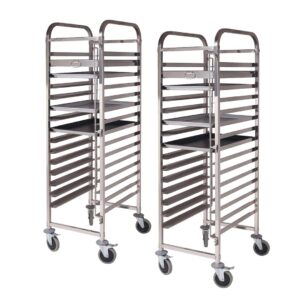 SOGA 2-Pack 16-Tier Gastronorm Trolley – Stainless Steel Cake & Bakery Tray Trolley
