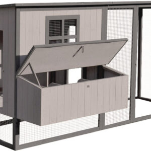 Flamingo kippenhok calypso cottage - 219 x 100 x 110,5 cm - grijs houten hok met buitenren en legnest - ruim, duurzaam en stijlvol