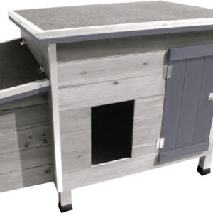 Flamingo chicken coop ginger cottage - 100 x 79 x 64 cm - gray wooden coop with laying nest and outdoor run - durable, spacious and stylish