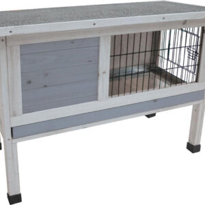 Flamingo rabbit hutch – compact outdoor rabbit hutch with night cage and viewing area – 91x45x72 cm – rabbit hutch bugs cottage gray