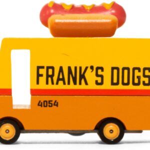 Candylab toys candycar vans: hot dog van (f171) 8,4x4,1x6,5cm, wooden diecast, in giftbox, 3+