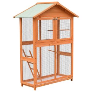Vidaxl bird cage 125.5x59.5x164 cm solid pine and fir wood
