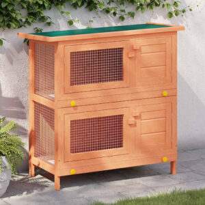 Vidaxl Outdoor Rabbit Hutch with 4 Doors Wood