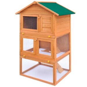 Vidaxl Outdoor Rabbit Hutch with 3 Tiers Wood