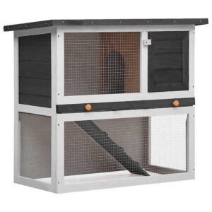 Vidaxl Outdoor Rabbit Hutch with 1 Door Wood Grey