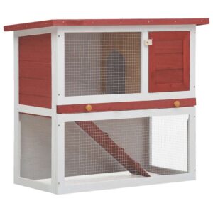 Vidaxl Outdoor Rabbit Hutch with 1 Door Wood Red