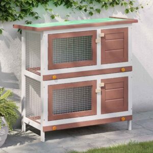 Vidaxl Outdoor Rabbit Hutch with 4 Doors Wood Brown