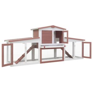 NNEVL Outdoor Large Rabbit Hutch Brown and White 204x45x85 cm Wood