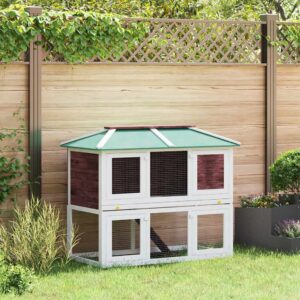 Vidaxl rabbit hutch two floors wood brown