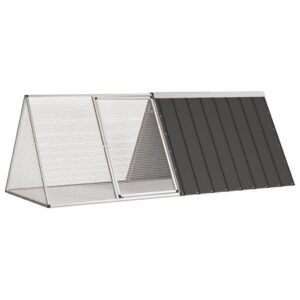 Vidaxl rabbit hutch 201.5x80.5x71 cm galvanized steel anthracite