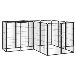 Vidaxl Dog Kennel 14 Panels 50 x 100 cm Powder-Coated Steel Black
