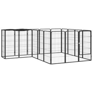 Vidaxl dog kennel 18 panels 50 x 100 cm powder-coated steel black