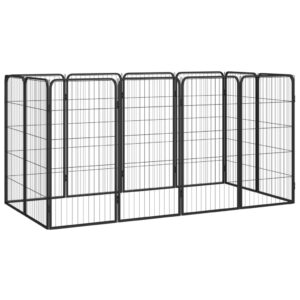 Vidaxl Dog Kennel 12 Panels 50 x 100 cm Powder-Coated Steel Black