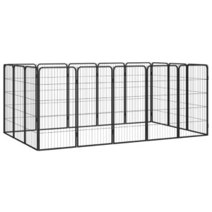 Vidaxl dog kennel 16 panels 50 x 100 cm powder-coated steel black