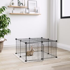 NNEVL 12-Panel Pet Cage with Door Black 35x35 cm Steel