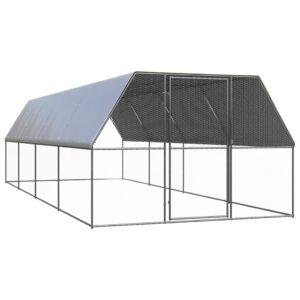 NNEVL Outdoor Chicken Cage 3x8x2 m Galvanised Steel