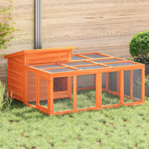 Vidaxl Rabbit Hutch 144x123x67.5 cm Solid Pine Wood Brown