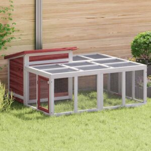 Vidaxl rabbit hutch 144x123x67.5 cm solid pine mocha