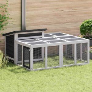 Vidaxl rabbit hutch 144x123x67.5 cm solid pine wood grey
