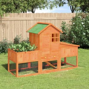 Vidaxl rabbit hutch 170x63x113 cm solid pine wood brown