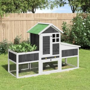 Vidaxl rabbit hutch 170x63x113 cm solid pinewood grey