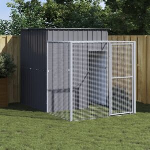 NNEVL Chicken Cage with Run Anthracite 165x251x181 cm Galvanised Steel