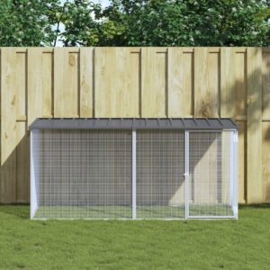 NNEVL Chicken Cage with Roof Anthracite 203x98x90 cm Galvanised Steel