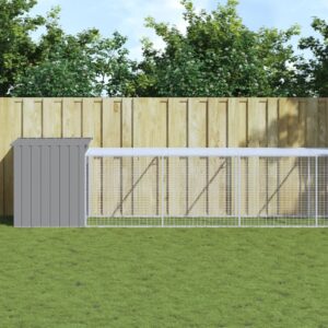 NNEVL Chicken Cage with Run Light Grey 110x609x110 cm Galvanised Steel