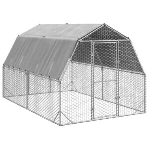 NNEVL Chicken Run with Roof 2.5x4x2.25 m Galvanised Steel
