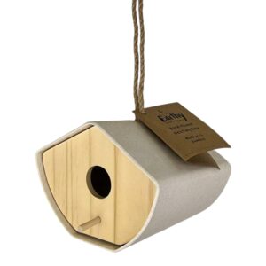 Earthy Natural Bamboo Japandi Birdhouse (16cm)