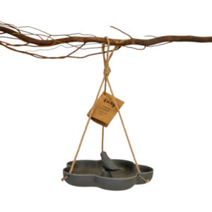 Earthy Anthracite Bamboo Hanging Bird Bath/Feeder