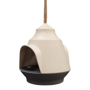 Earthy Natural/Anthracite Bamboo 2-Tone Hanging Bird Feeder