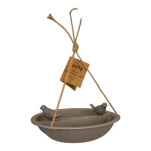 Earthy Straw Hanging Bird Bath And Feeder (27cm)