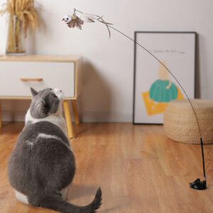 Interactive Feather Pole Toy for Cats