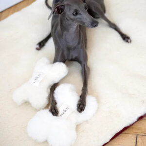 Natural Woolen Dog Toy - Bone - White