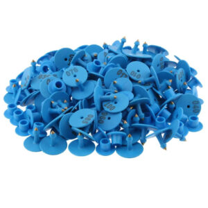 NNEDSZ 1-100 Cattle Number Ear Tags Set - Round Blue Pig Sheep Goat Livestock Labels