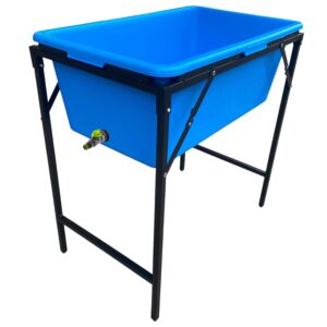 Blue Dog Bath with Drain Valve (Lime) and Stand for DIY Workshop Accessory