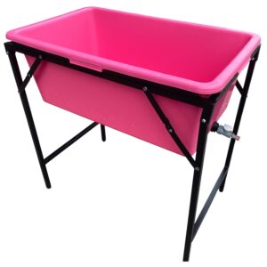 Pink Dog Bath with Drain Valve (WL) and Stand BSP Thread Fitting Water Connector