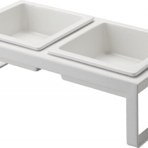 Yamazaki cat dog food bowl - double - tower - white