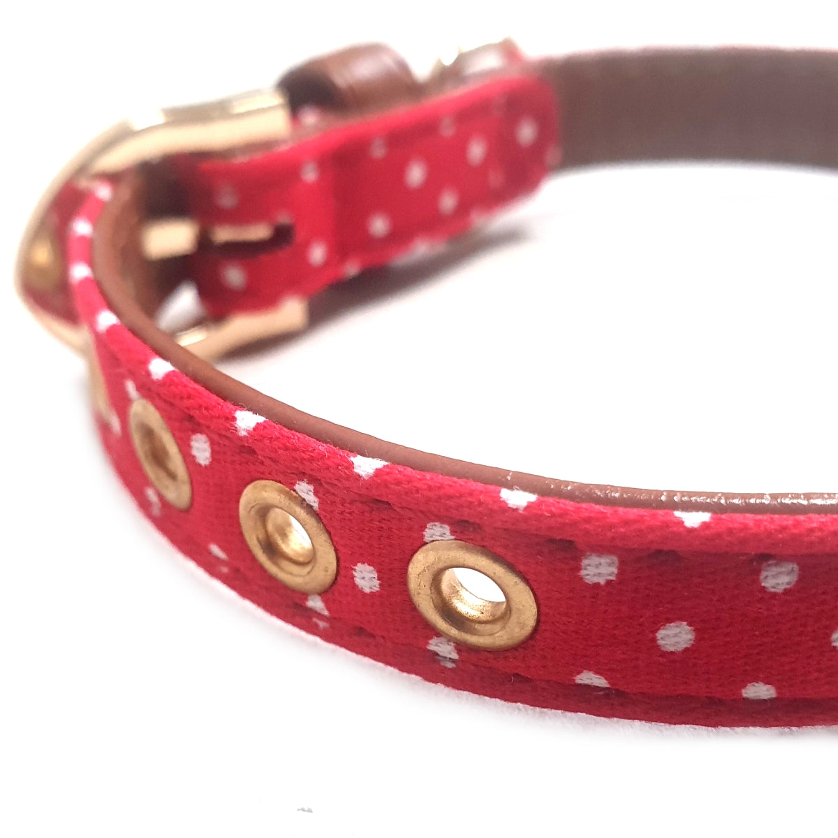 PolkaDotFabricFauxLeatherCollarRED2jpg Urban Pet Play Ltd | AwardWinning Pet Care Pet Shop