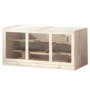 PawHut Wooden Hamster Cage, Small Animals Hutch With Tray, Openable Top, Exercise Play House Pen, 115L X 57W X 55Hcm, Natural